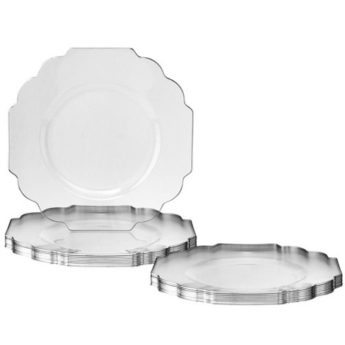 20 pcs 3 Clear Plastic Dessert Plates - Disposable Tableware