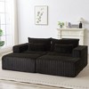 87” Oversized Lounge Chaise: No Assembly, Cloud Plush Loveseat with 2 Removable Footstools - Fluffy Modern Sleeper for Living Room and Bedroom - 2 of 4