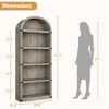 Bookcase with Doors Arched Bookshelf 71.65in Tall Bookcase Farmhouse Cabinet with Shelves Wooden Bookshelves - 2 of 4
