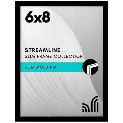 Americanflat 6x8 Picture Frame - Streamline Collection - Thin Border Photo Frame for Tabletop and Wall Display - Black