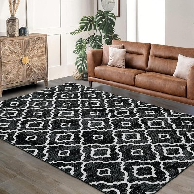 Washable Geometric Rug - Soft, Low Pile, Non-Slip Modern Rug for Living Room, Bedroom, Nursery & Dining Room - Stain Resistant