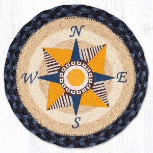 Earth Rugs Eco-Friendly Nautical Trivet – Blue and Tan Design on Braided Jute - 1 of 3