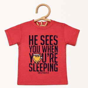 SmileyWorld He Sees You When You're Sleeping - Toddler Short Sleeve Graphic T-Shirt - 1 of 4