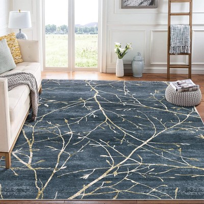 Area Rug Modern Branch Pattern Machine Washable Area Rug