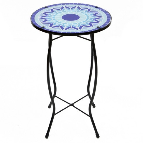 Northlight 19" Blue Sun Mosaic Glass Patio Side Table - image 1 of 4