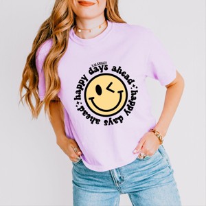 Simply Sage Market S.W.Smiley Happy Days Ahead Smiley Face Boxy Crop Top - 1 of 4