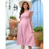 Maternity Dress Shirred Flutter Cap Sleeve Dress Square Neck Ruffle Cap Sleeve Midi Maternity Dress for Baby Shower Photography - 4 of 4