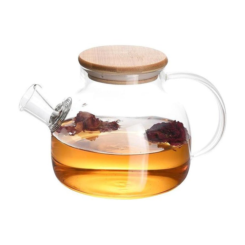 REGAL TRUNK Glass Teapot with Wooden Lid, Clear, 1 of 4