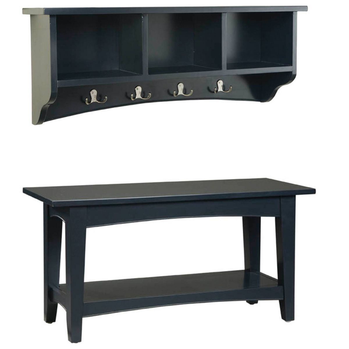 Shaker Cottage Storage Coat Hook with Bench Set - Alaterre Furniture