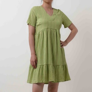 Women's V-Neck Mini Dress - Stretch Viscose Blend with Lining & Short Sleeves Cherie Code - 1 of 4