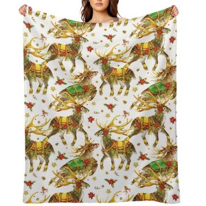 Christmas Reindeer 1 Christmas Throw Blanket Soft Fleece Christmas Blanket Cozy Flannel Throw for Couch Bed 60x80 inches - 1 of 1