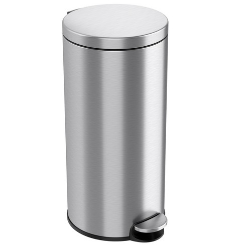Itouchless Softstep Step Pedal Kitchen Trash Can With Absorbx Odor Filter  13.2 Gallon White Stainless Steel : Target
