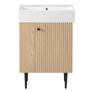 TiramisuBest Modern White Bathroom Vanity with Ceramic Sink & Smart Storage Cabinet - 1 of 4