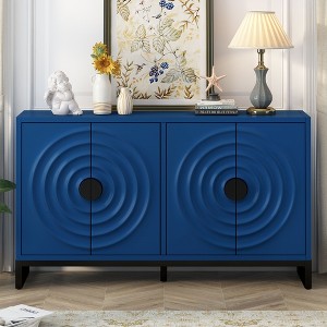Sapphtopaz 4-Door Storage Cabinet Adjustable Shelves Sideboard Buffet Cabinet with Storage Stunning Water Wave Door for Kitchen, Living Room, Corridor - 1 of 4