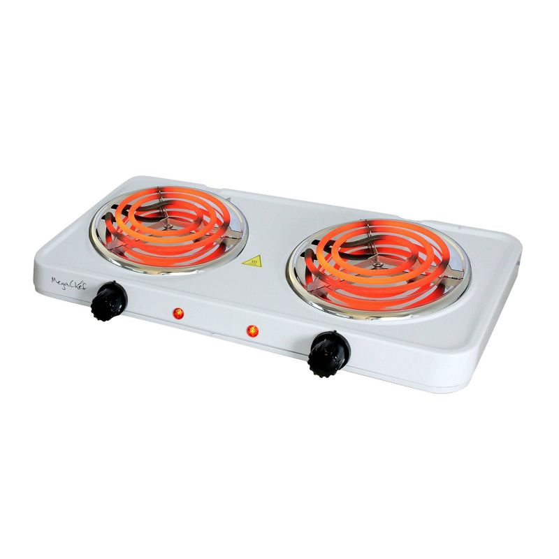 MegaChef Portable Dual Electric Coil Cooktop - White, 4 of 8