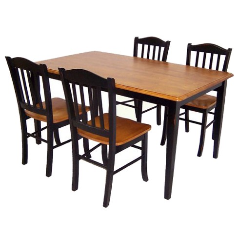 Black and wood dining table deals set