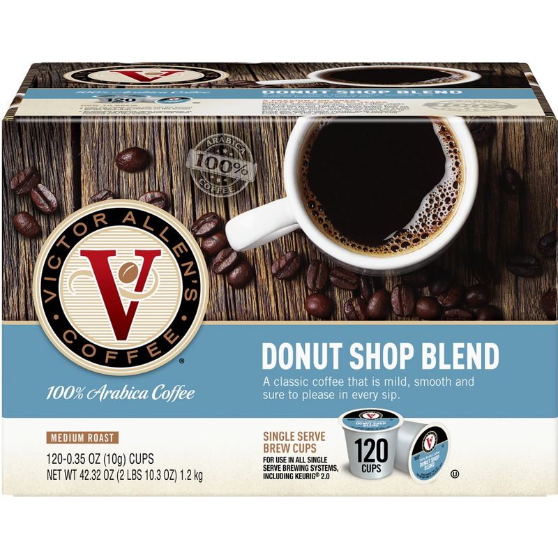 Victor Allen&#39;s Coffee Donut Shop Blend Single Serve Coffee Pods Medium Roast Coffee - 120ct, 1 of 8
