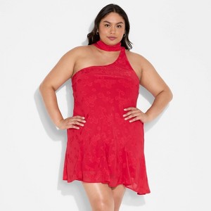 Women's Asymmetrical Satin Mini A-Line Dress - Wild Fable™ - 1 of 3