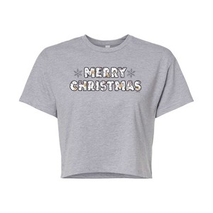 Women's - Winnie the Pooh - Merry Christmas Characters Cropped Graphic T-Shirt - 1 of 4