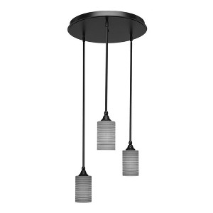 Toltec Lighting Empire 3 - Light Pendant in  Matte Black with 4" Gray Matrix Shade - 1 of 1