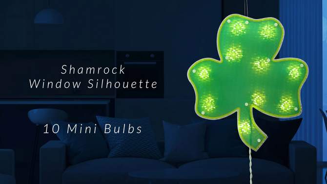 Northlight Lighted Shamrock St. Patrick's Day Window Silhouette - 14" - Clear Lights, 2 of 6, play video