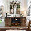 TV Stand with Fireplace for 75 80 Inch TV, 32" Tall Farmhouse Highboy Entertainment Center with Sliding Barn Doors for Living Room - 2 of 4