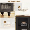 Farmhouse TV Stand with Glass Doors and 5 Solid Wood Legs, Rustic Sideboard Buffet Cabinet for TVs Up to 70 Inch with Adjustable Shelves - 4 of 4