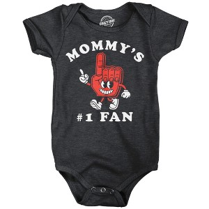Mommys Number 1 Fan Baby Bodysuit Funny Sarcastic Mothers Day Graphic Novelty Jumper For Infants - Crazy Dog Baby Bodysuit Gift for Mom - 1 of 4