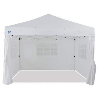 Z Shade Venture 12 x 10 Foot Lawn Garden Event Outdoor Pop Up Canopy Gazebo Portable Shelter Tent with Walls and Windows, White