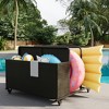 PE Rattan Outdoor Pool Caddy with Rolling Wheels, Patio Wicker Poolside Float Storage Basket for Cushions, Floaties, Noodles, Life Vests, Beach Balls - 2 of 4