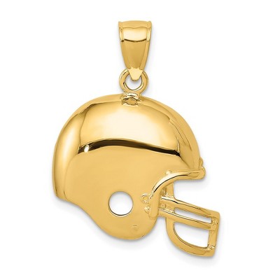 Black Bow Jewelry 14k Yellow Gold Polished Football Helmet Pendant, 22mm