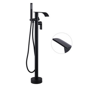 WOWOW Single-Handle Freestanding Tub Faucet with Handshower and Waterfall Spout in Brushed Nickel - 1 of 4