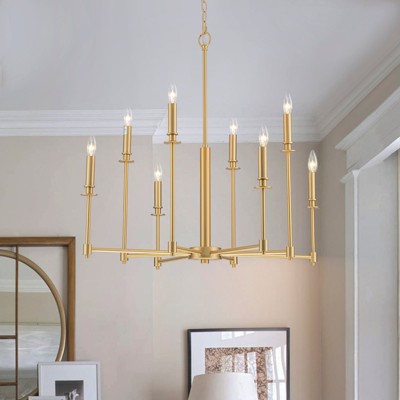 LLHZSY 8-Light Classic Candle Chandelier Kitchen island Hanging Pendant for dining room - 31.5 in. W x 28.3 in. H - Gold