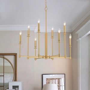 LLHZSY 8-Light Classic Candle Chandelier Kitchen island Hanging Pendant for dining room - 31.5 in. W x 28.3 in. H - Gold - 1 of 4