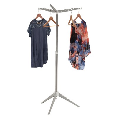 Gray Collapsible Tripod Clothes Drying Rack with Adjustable Height