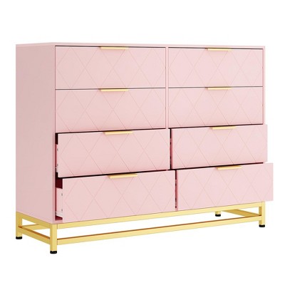 Dresser for Bedroom with 8 Drawer, TV Stand Dressers Chest of Drawers for Living Room Hallway Entryway, MDF Board