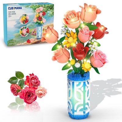 Cubimana 12 Flowers Succulents 3.6MM Mini Building Set, 747PCS Flower Botanical Collection for Office Home Décor Plant Toy for 6+