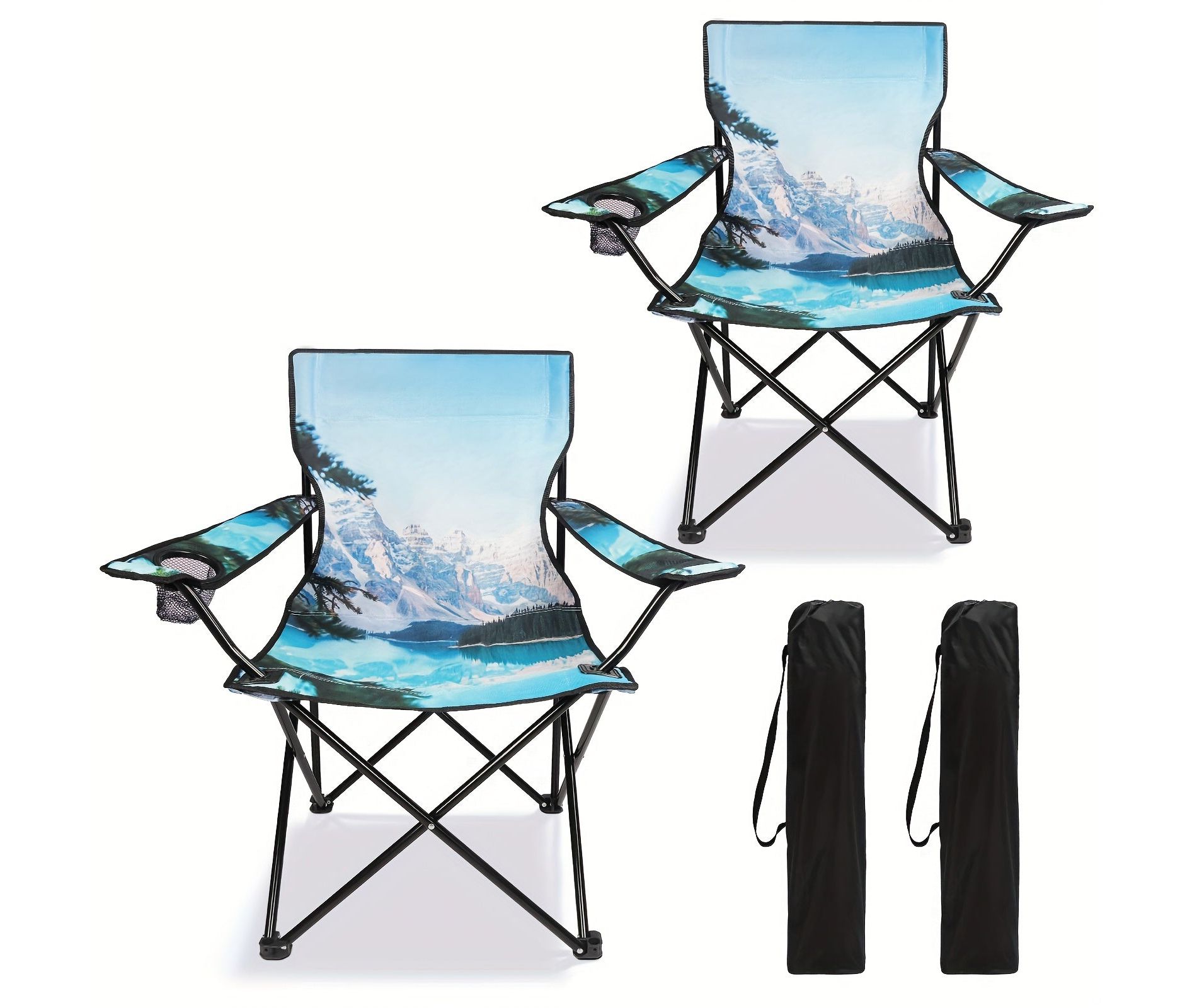 UBSSO Scenic Print Folding Camping Chair White 2
