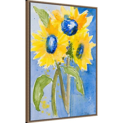 Sunflowers Abstract Canvas Print with Bronze Frame, 23"x33"
