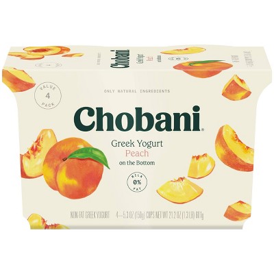 Chobani Peach on the Bottom Nonfat Greek Yogurt - 4ct/5.3oz Cups