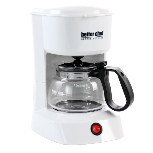 Better Chef 4-Cup Compact Coffee Maker with Removable Filter Basket, White