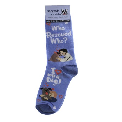 E & S Pet 14.0 Inch Rescue Dog Happy Tail Socks Happy Tails Socks Crew Socks