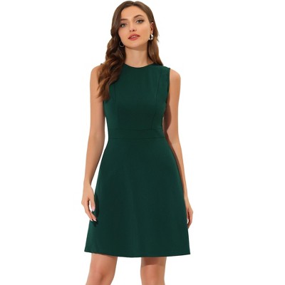 Allegra K Women's Work Round Neck Sleeveless Fit And Flare Dresses : Target