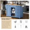 53" Kitchen Cart with Rubber Wood Top, Rolling Kitchen Island with 5 Drawers, Spice Rack, Towel Holder & Adjustable Shelves - ModernLuxe - 3 of 4