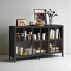 Heavy Duty Metal Sideboard Buffet Cabinet with Tempered Glass Doors, Adjustable Feet, Steel Storage Cabinet for Kitchen, Dining Room, or Living Room - 4 of 4
