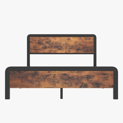 Coucheta 14" Platform Bed Frame, Rustic Wood Headboard & Footboard, No Box Spring (Size: Queen)