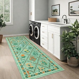 Floral Rugs for Living Room Bedroom Farmhouse Geometric Area Rugs Soft Low Pile Non-Slip Indoor Mat for Living Room Bedroom - 1 of 4