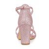 Allegra K Women's Glitter Buckle Closure Crisscross Strap Block Heels Sandals - 4 of 4
