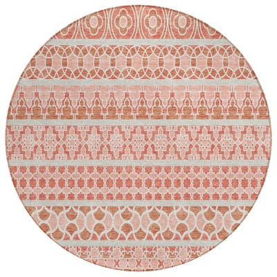 Salmon Beige And Copper Quatrefoil Washable Indoor Outdoor Area Rug