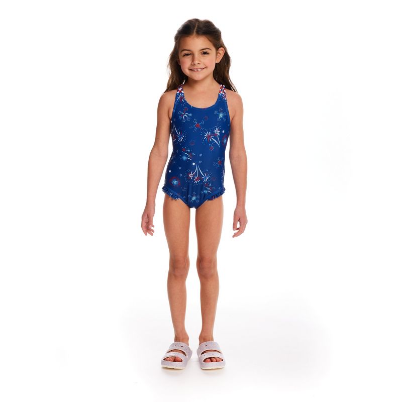 Andy & Evan  Toddler  Patriotic One-Piece Swimsuit w/Ruffle Detail, 2 of 4